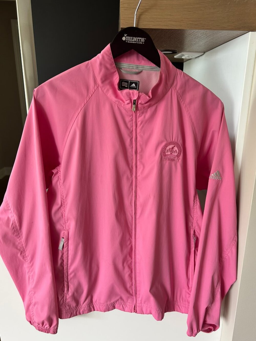 Vintage Adidas women's wind breaker from PGA Hazeltine in Bubble Gum Pink